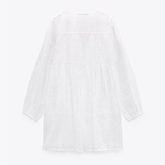 Zara Embroidered Dress White New - Picture 3 of 9
